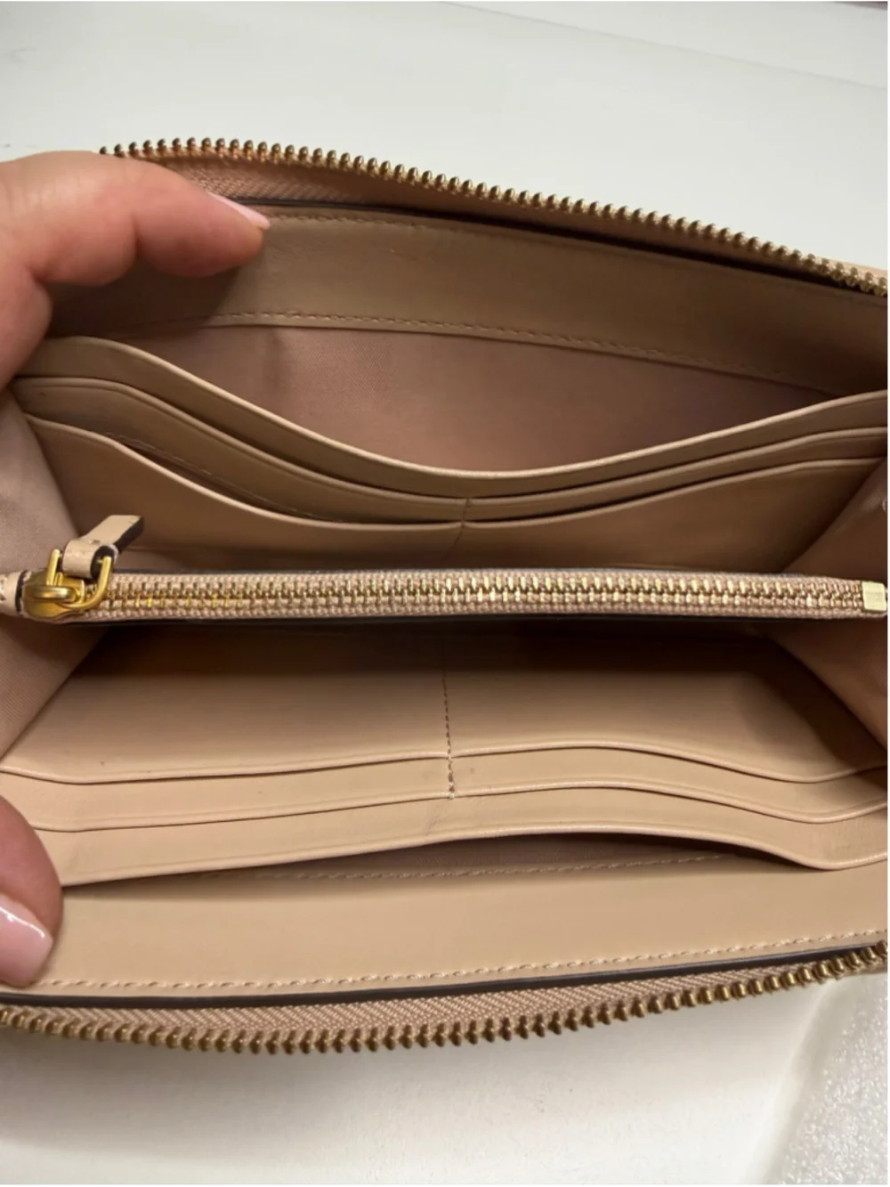 Women's Tory Burch Wallet, One Size, Beige with Gold Studs